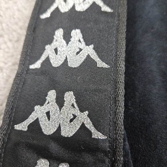 Kappa 222 Banda Black Velour Saxeever Biker Shorts Rhinestone Logo Streetwear - Picture 3 of 12